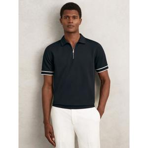 REISS Zain Textured Half-Zip Tipped Polo Shirt